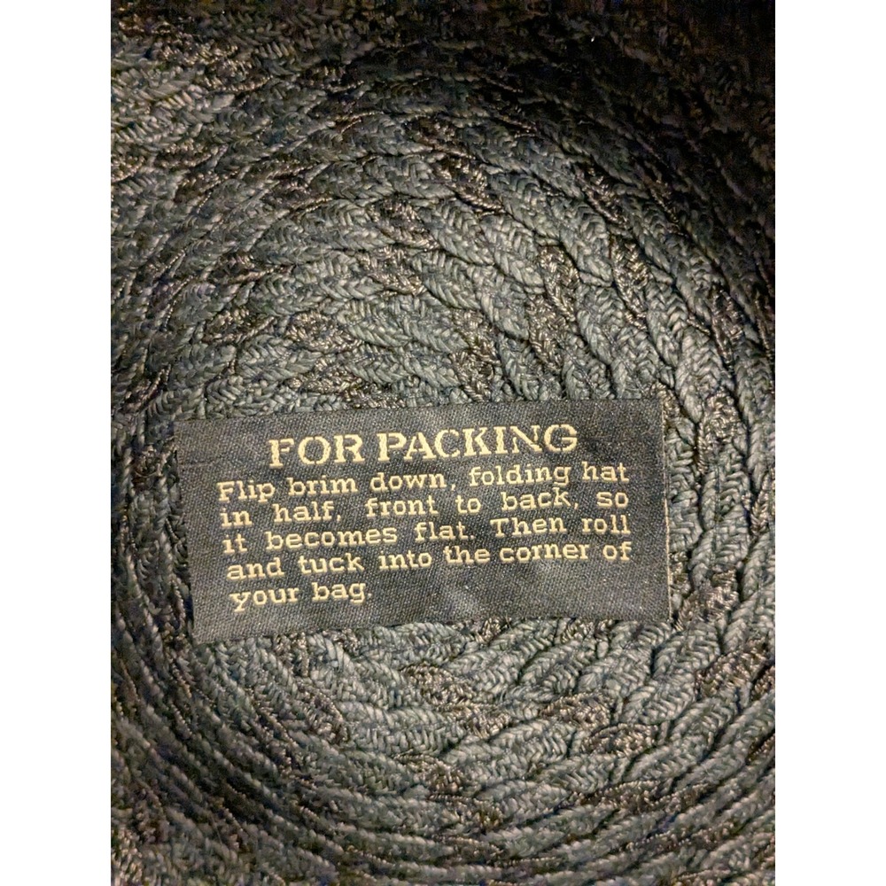 Eric Javits New York Black Packable‎ Woven Straw Bucket Sun Hat - Picture 4 of 5